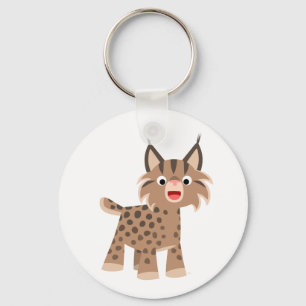 Cute Tecknad Lycklig Lynx-nyckelkedja Nyckelring