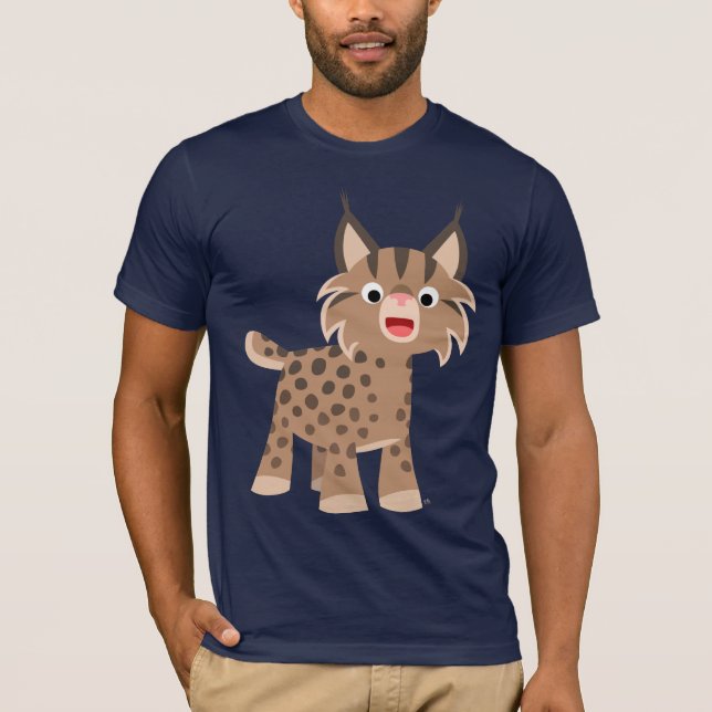 Cute Tecknad Lycklig Lynx T-Shirt (Framsida)