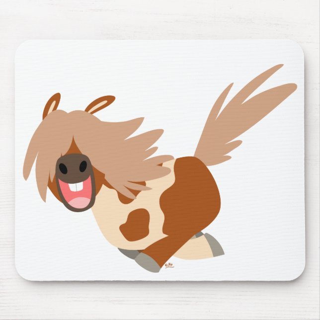 Cute Tecknad Lycklig Pinto Pony mousepad Musmatta (Framsidan)