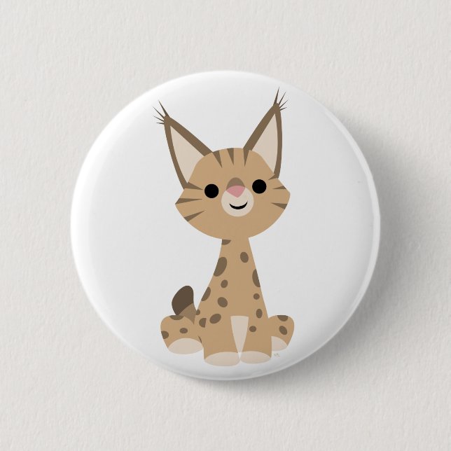 Cute Tecknad Lynx Button Badge Knapp (Framsida)