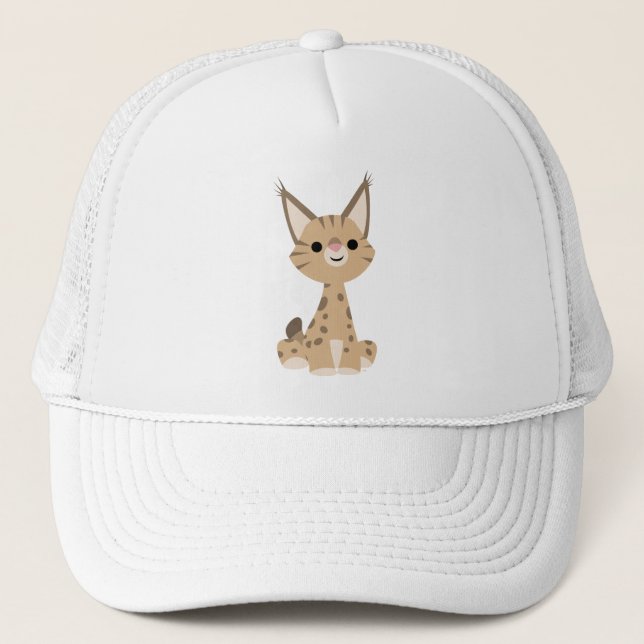 Cute Tecknad Lynx Hat Truckerkeps (Framsida)