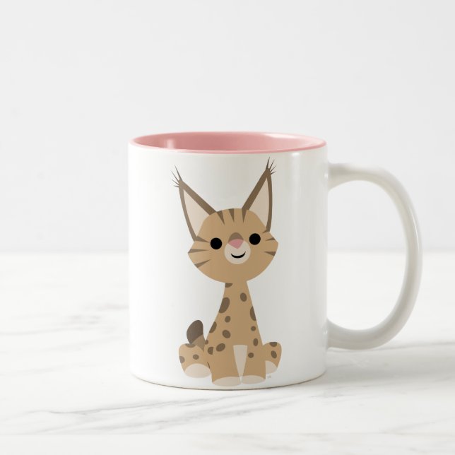 Cute Tecknad Lynx Mugg (Höger)