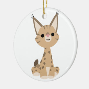 Cute Tecknad Lynx Ornament