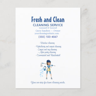 Cute Tecknad Maid House Städning Service Business Flygblad