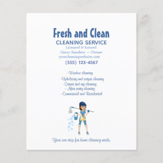 Cute Tecknad Maid House Städning Service Business Flygblad