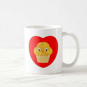 Cute Tecknad Maj muffin in in Red Heart Coffe Mugg