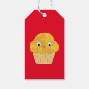 Cute Tecknad Maj Muffin Mönster on Red Presentetikett