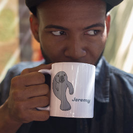 Cute Tecknad Manatee-Personlig Kaffemugg