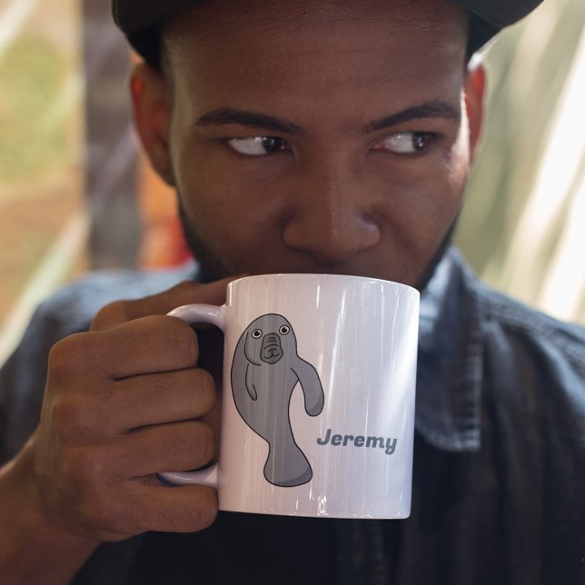 Cute Tecknad Manatee-Personlig Kaffemugg (Skapare uppladdad)