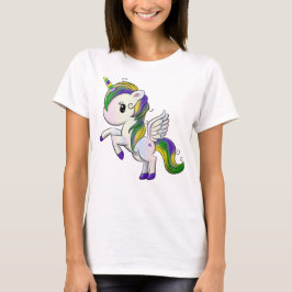 Cute Tecknad Mardi Gras Unicorn Pegasus T Shirt