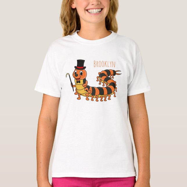 Cute-tecknad med lustig centipede t shirt (Framsida)