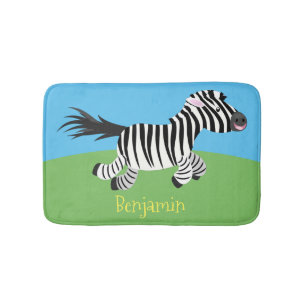 Cute-tecknad med lustig zebra-körning badrumsmatta
