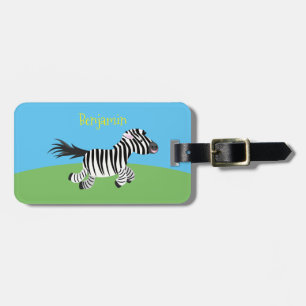 Cute-tecknad med lustig zebra-körning bagagebricka