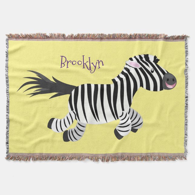 Cute-tecknad med lustig zebra-körning filt (Framsidan)