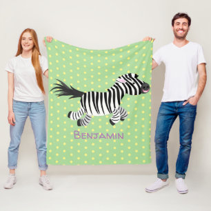 Cute-tecknad med lustig zebra-körning fleecefilt