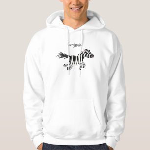 Cute-tecknad med lustig zebra-körning hoodie