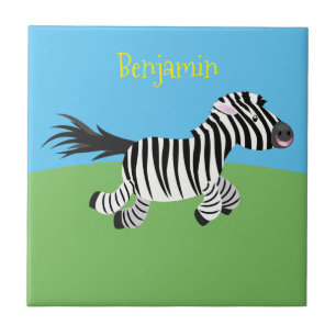 Cute-tecknad med lustig zebra-körning kakelplatta