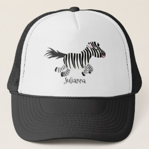 Cute-tecknad med lustig zebra-körning keps