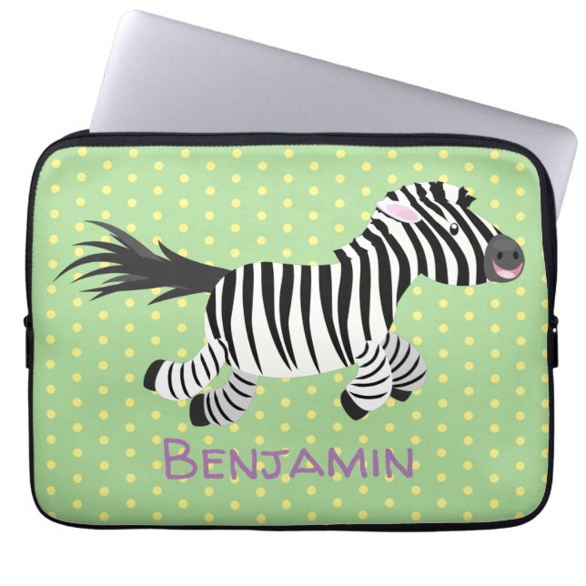 Cute-tecknad med lustig zebra-körning laptop fodral (Framsidan)