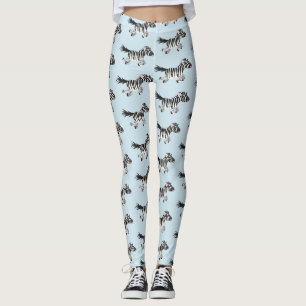 Cute-tecknad med lustig zebra-körning leggings