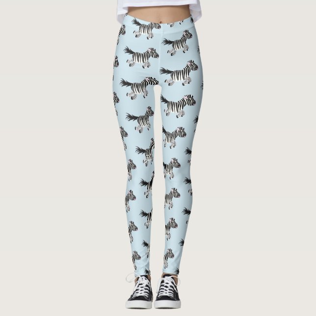 Cute-tecknad med lustig zebra-körning leggings (Framsida)