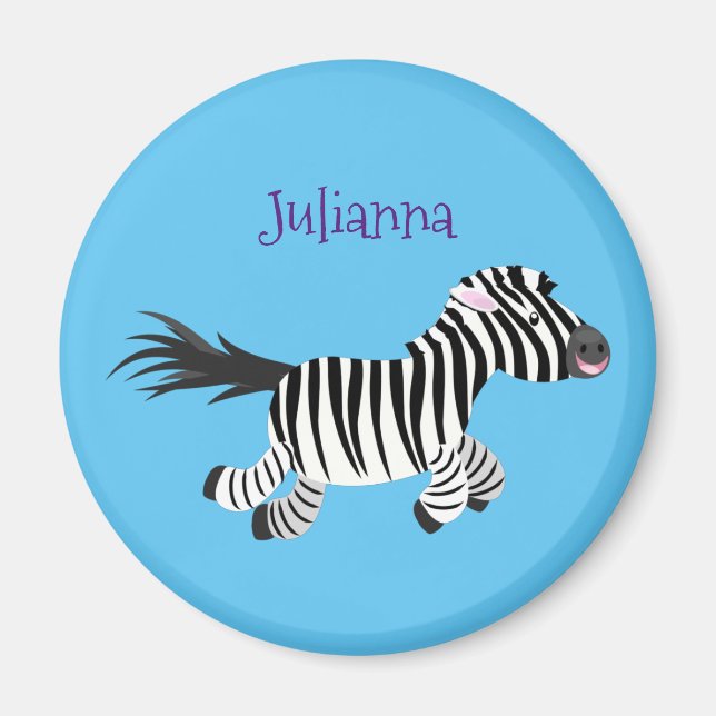 Cute-tecknad med lustig zebra-körning magnet (Framsidan)
