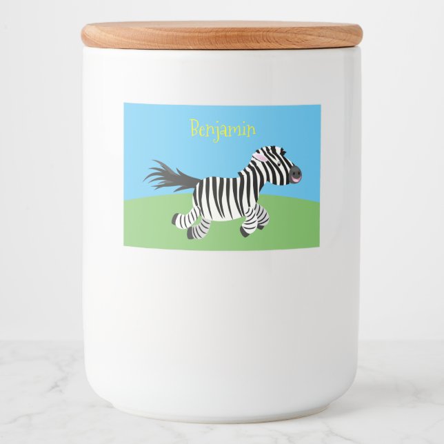 Cute-tecknad med lustig zebra-körning mat etiketter (Framsida)