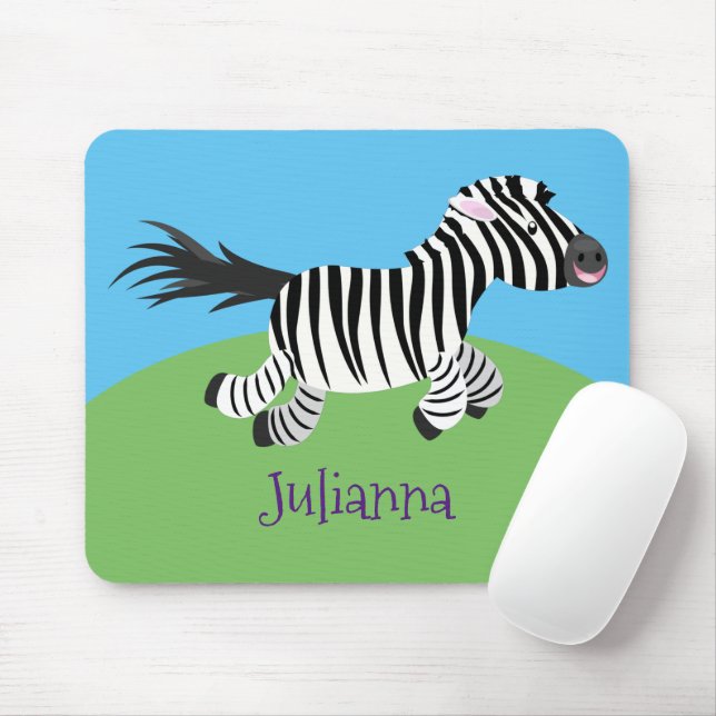 Cute-tecknad med lustig zebra-körning musmatta (Med mus)