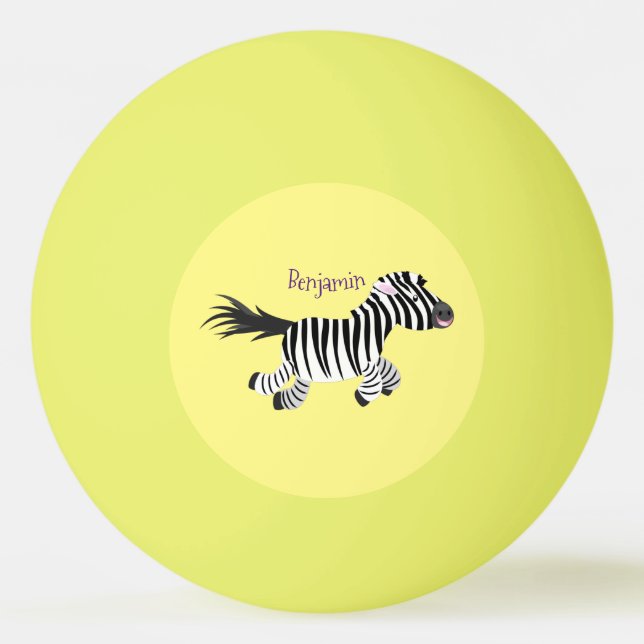 Cute-tecknad med lustig zebra-körning pingisboll (Framsidan)