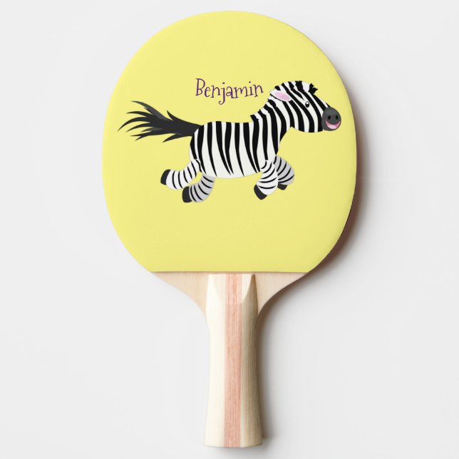 Cute-tecknad med lustig zebra-körning pingisracket (Framsidan)