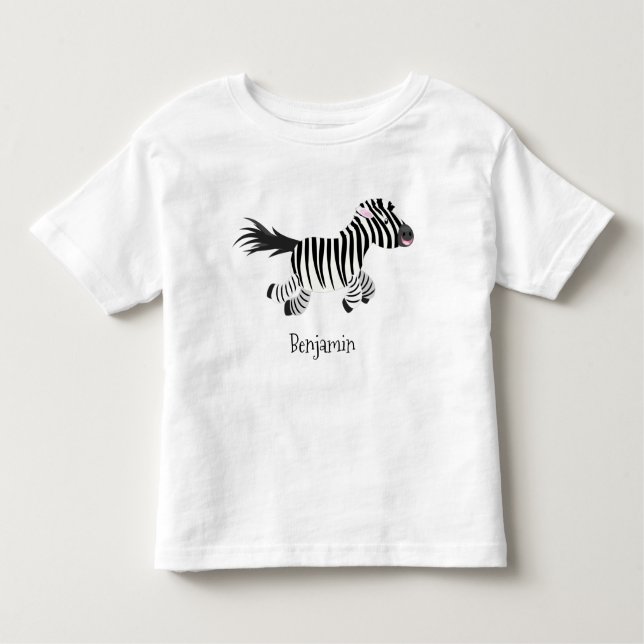 Cute-tecknad med lustig zebra-körning t shirt (Framsida)