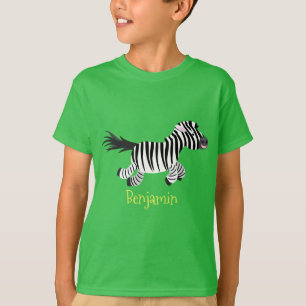 Cute-tecknad med lustig zebra-körning t shirt