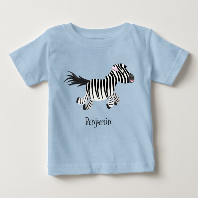 Cute-tecknad med lustig zebra-körning t shirt (Framsida)