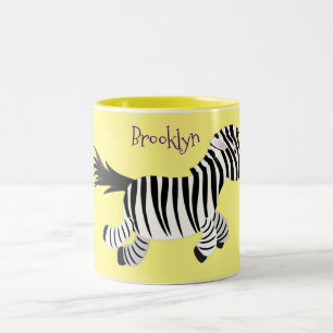 Cute-tecknad med lustig zebra-körning Två-Tonad mugg