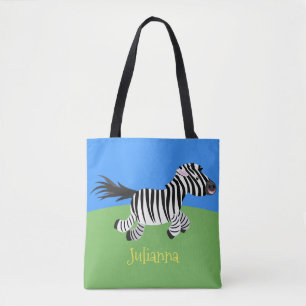Cute-tecknad med lustig zebra-körning tygkasse