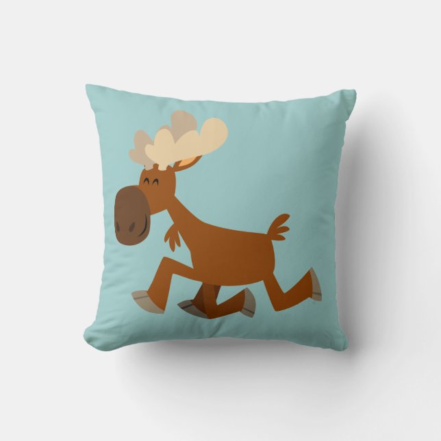 Cute Tecknad Merry Moose Pillow Kudde (Framsida)