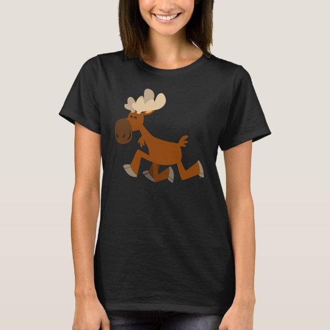 Cute Tecknad Merry Moose Women T-Shirt (Framsida)