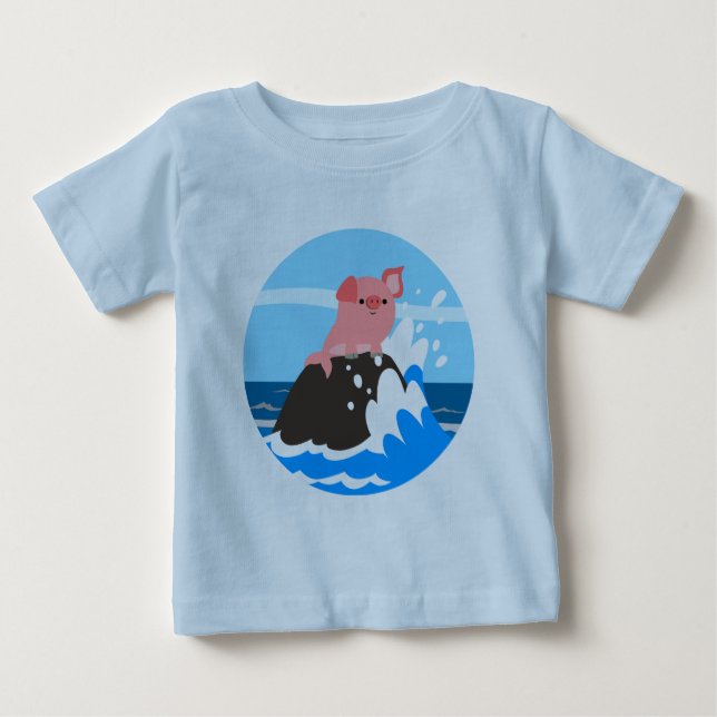 Cute Tecknad Mersvin på Sten Baby T-Shirt (Framsida)