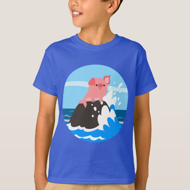 Cute Tecknad Mersvin på Sten Kids T-Shirt (Framsida)
