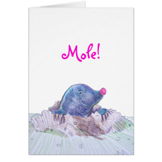 Cute Tecknad Mole och Molehill Hälsningskort