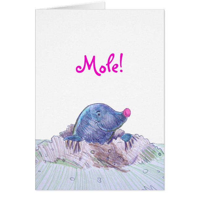 Cute Tecknad Mole och Molehill Hälsningskort (Framsidan)