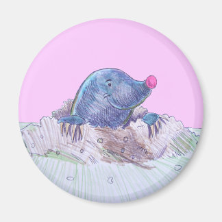 Cute Tecknad Mole och Molehill Magnet