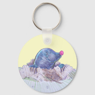 Cute Tecknad Mole och Molehill Nyckelring