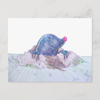 Cute Tecknad Mole och Molehill Vykort