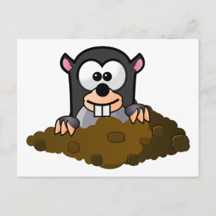 Cute Tecknad Mole som dyker upp från marken Vykort