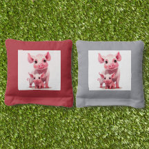 Cute Tecknad Momma Gris och Baby Piglet