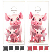 Cute Tecknad Momma Gris och Baby Piglet