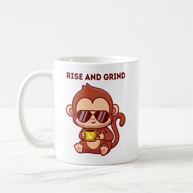 Cute Tecknad Monkey Mugg (Vänster)