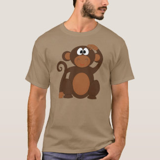 Cute Tecknad Monkey Scratching Head T-Shirt