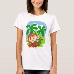 Cute Tecknad Monkey T Shirt